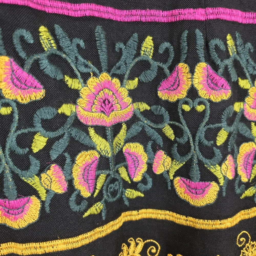 Anthropologie Jacquin Floral Embroidered Lace Scallop Dress